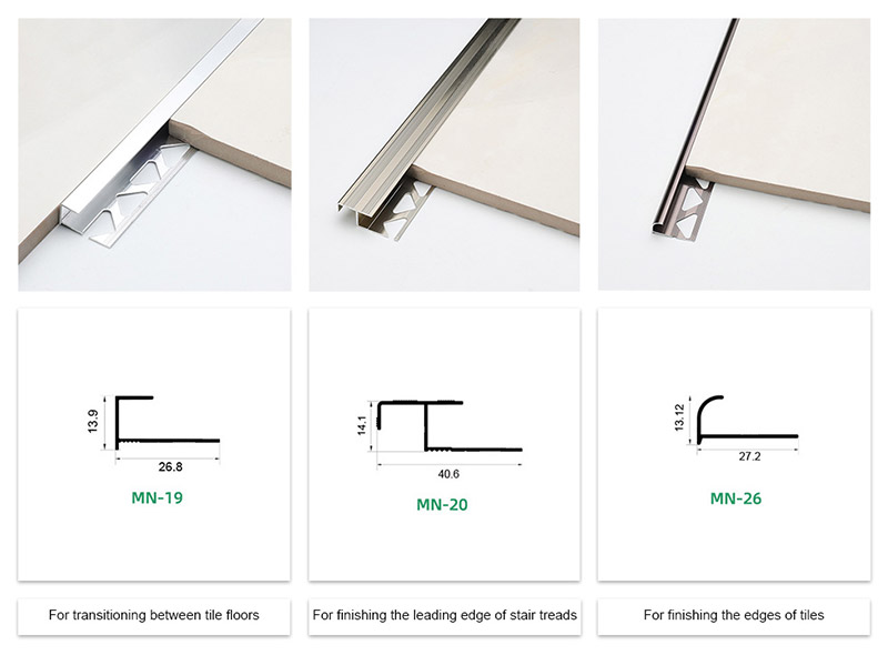 Guarni&ccedil;&atilde;o de azulejo curvo em liga de alum&iacute;nio