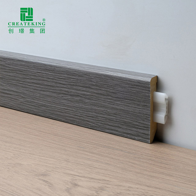 Rodapé com clipe de PVC sólido de 60 * 12 mm