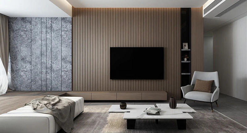 Painel de parede ranhurado WPC