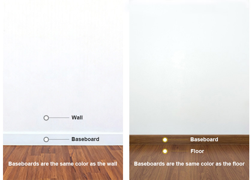 Os rodapés devem combinar com a cor da parede ou do piso?