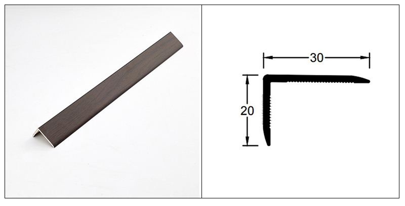 Tira de borda de piso de PVC em forma de L de 30 * 20 mm
