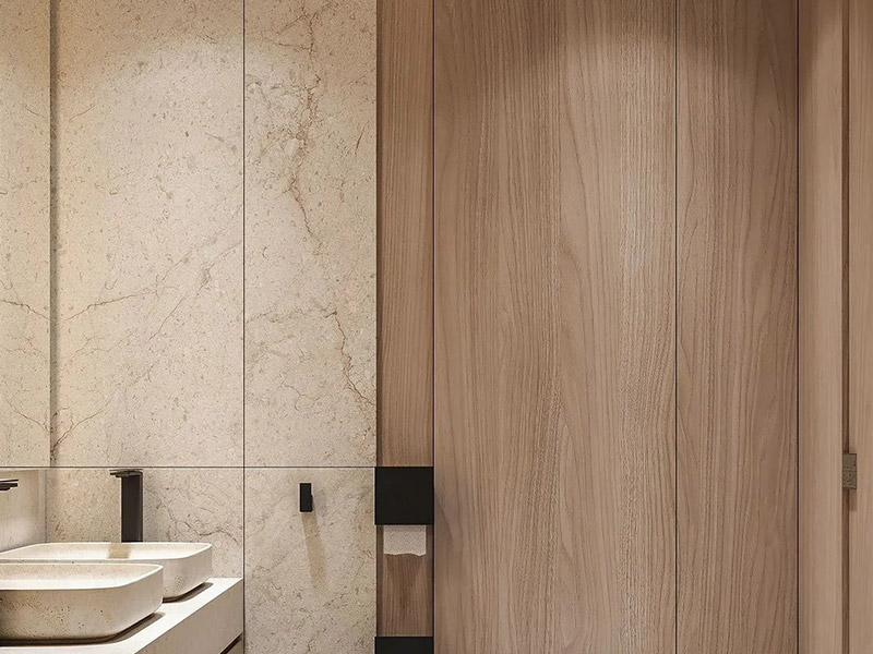 Folha de m&aacute;rmore de PVC no banheiro