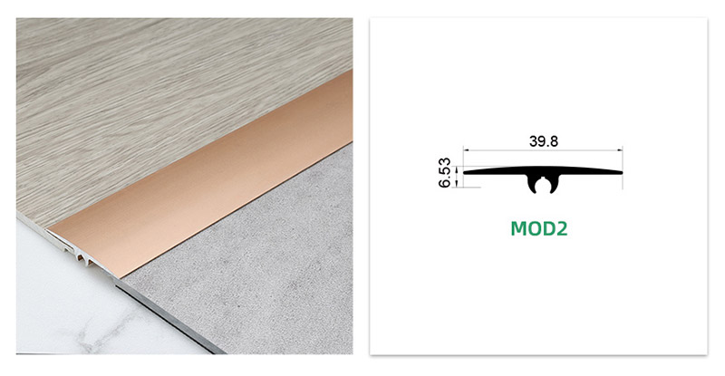 Faixa de transi&ccedil;&atilde;o de piso universal em liga de alum&iacute;nio