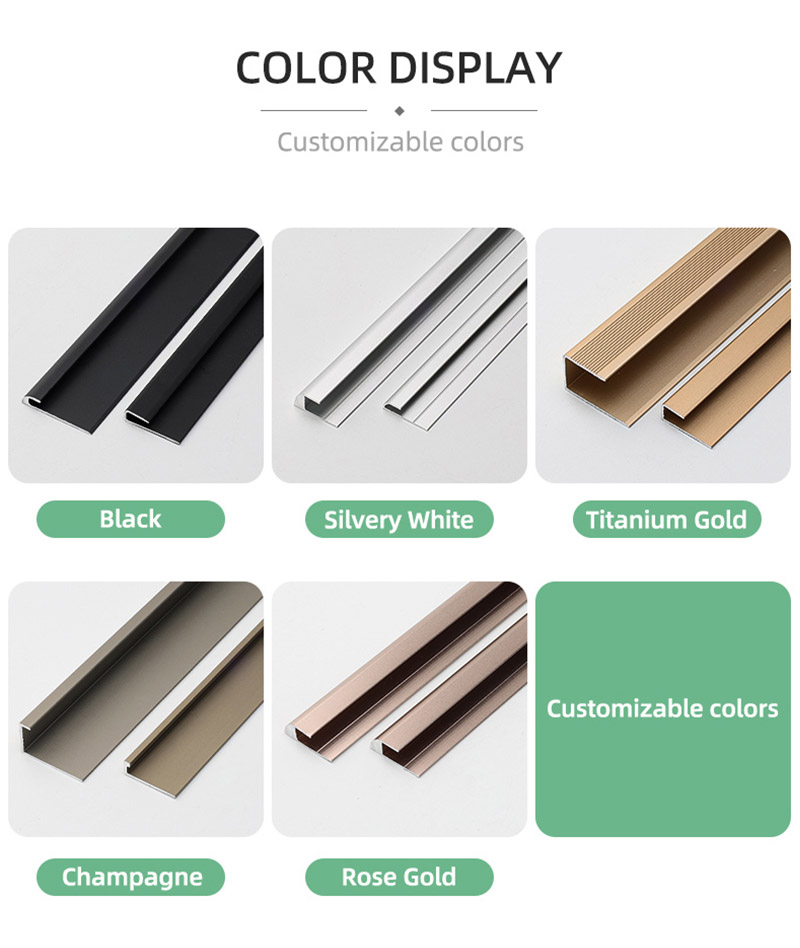 Acabamento de borda de piso quadrado de alum&iacute;nio