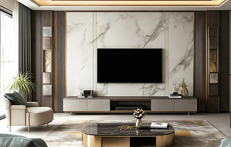 Id&eacute;ias de design de parede de fundo de TV