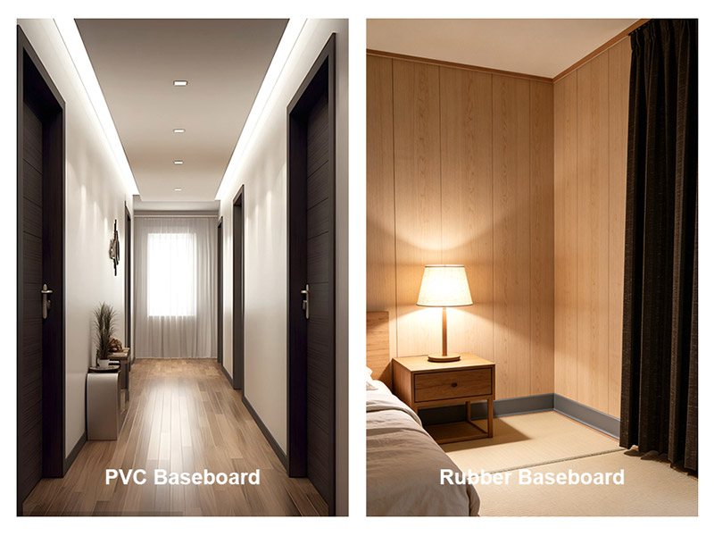 Como você deve escolher entre um rodapé de borracha e um rodapé de PVC?
