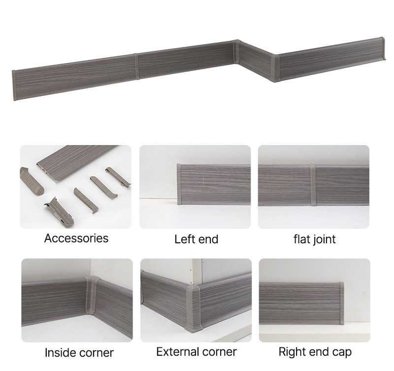 Rodap&eacute; de piso de PVC 70*15mm com acess&oacute;rios