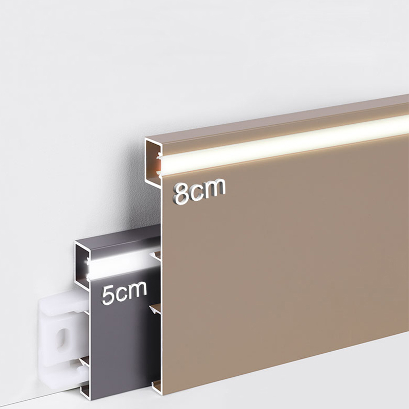 Rodap&eacute; em liga de alum&iacute;nio LED de 80 * 9 mm