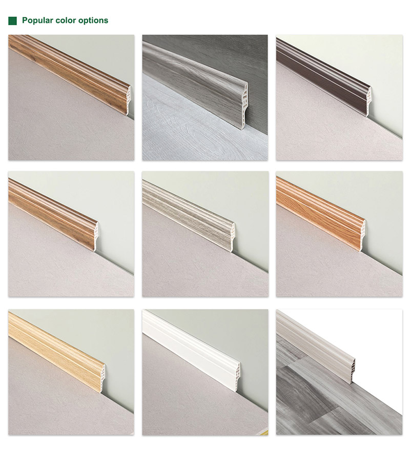Rodap&eacute; oco com m&uacute;ltiplas cavidades em PVC de 70 * 16 mm