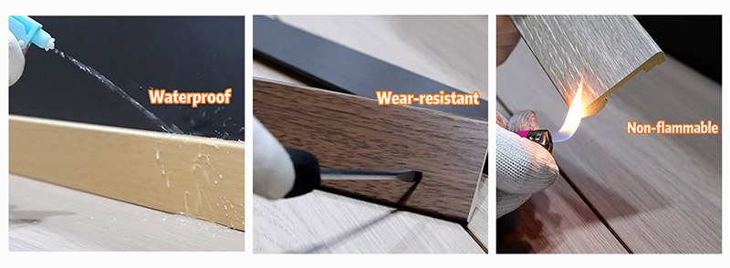 Rodap&eacute; com clipe de PVC s&oacute;lido de 60 * 12 mm