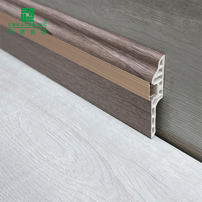 Rodapé de parede de PVC de grão de madeira OEM fabricante Foshan