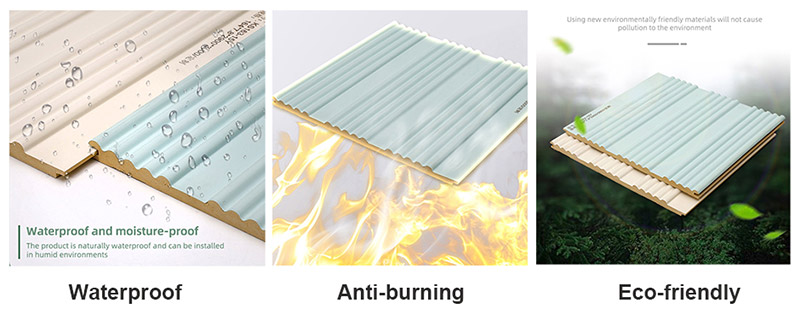 Painel de parede canelado s&oacute;lido curvo de 164 * 7,8 mm