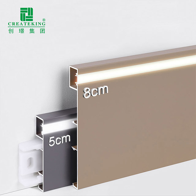Rodapé em liga de alumínio LED de 80 * 9 mm