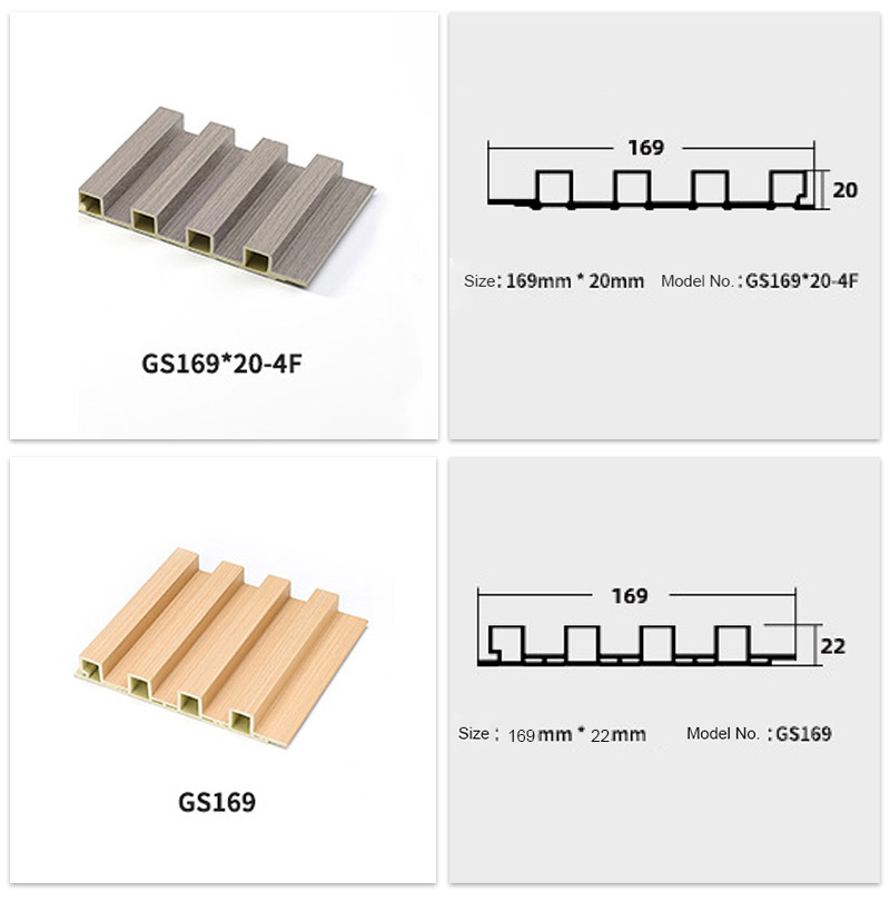 Pain&eacute;is de parede de PVC canelados de 169 * 20 mm