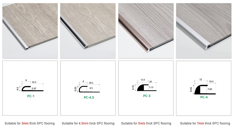 Acabamento de borda de piso de metal em forma de C
