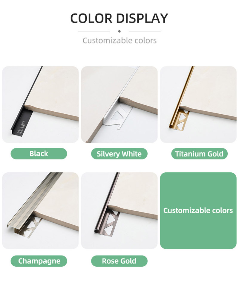 Guarni&ccedil;&atilde;o de azulejo curvo em liga de alum&iacute;nio