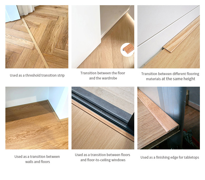 Tiras de borda de piso laminado em forma de PVC em L