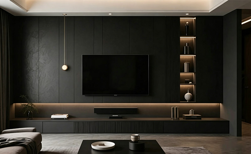 Id&eacute;ias de design de parede de fundo de TV