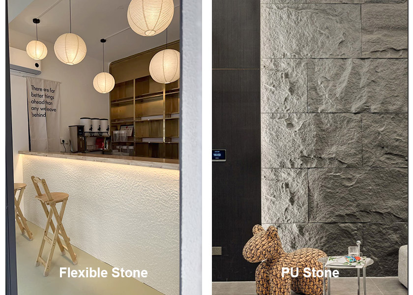 Qual é a diferença entre pedra flexível e pedra PU?