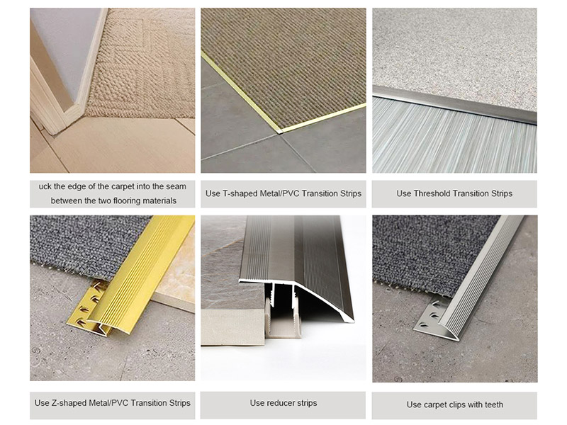 Qual é a melhor maneira de fazer a transição entre carpete e ladrilho?