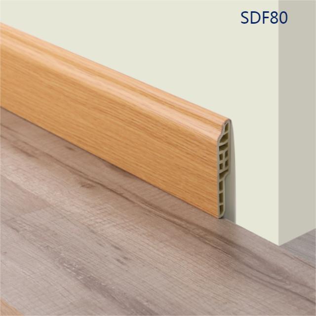 Rodapés de PVC de grão de madeira à prova d'água de 8 cm para decoração de casa-SDF80