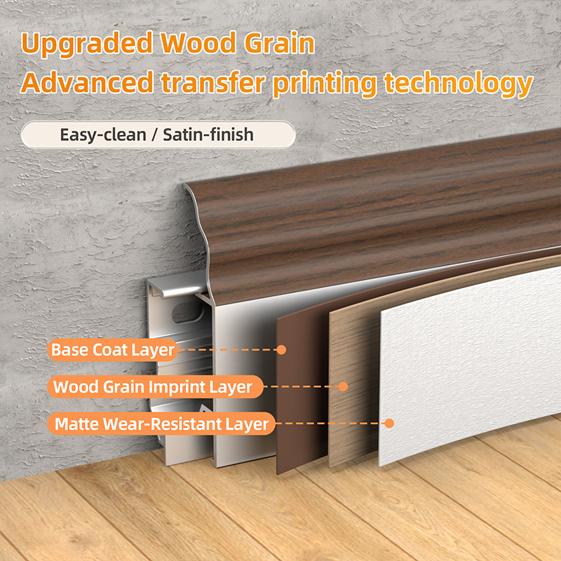 Rodapé em liga de alumínio estilo francês 50 * 12 mm