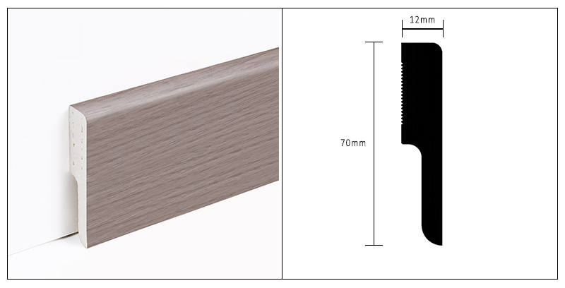 rodap&eacute; de PVC s&oacute;lido de 60 * 12 mm