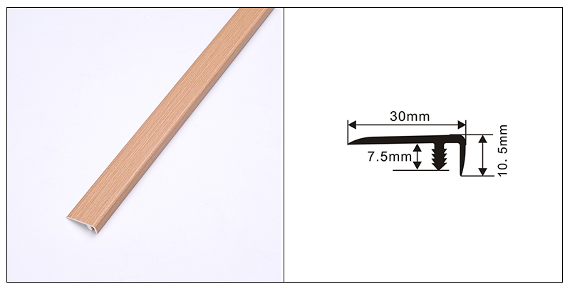 Tiras de borda de piso de PVC em forma de F de 30 * 10,5 mm