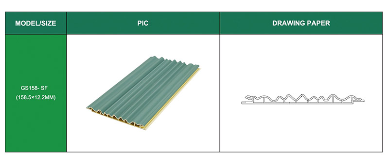 Painel de parede WPC em forma de onda de arco interno de 158 * 12 mm