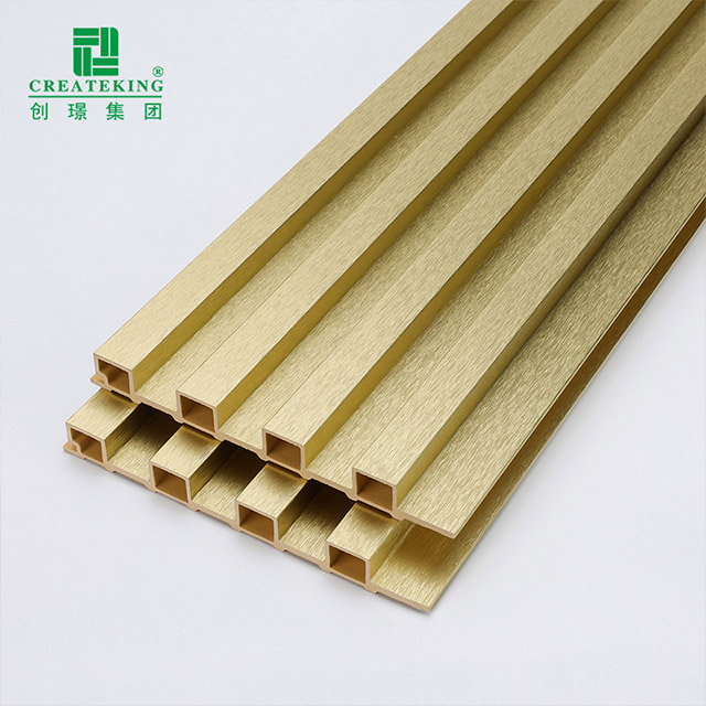 Painel de parede canelado dourado metálico de 155 * 17 mm