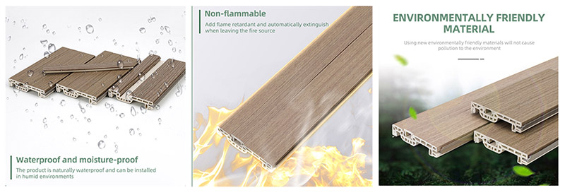 Rodap&eacute; de prego oculto WPC de 60 * 12 mm