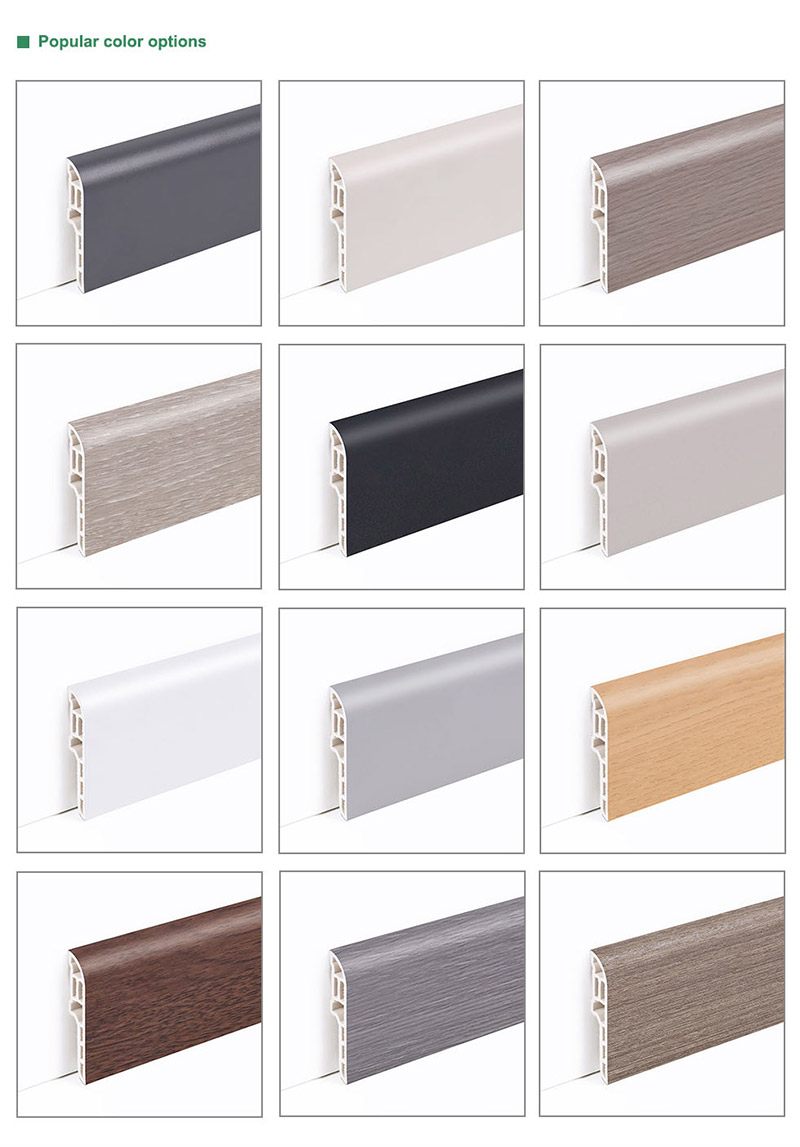 rodap&eacute; de l&aacute;pis de PVC de 60 * 13 mm