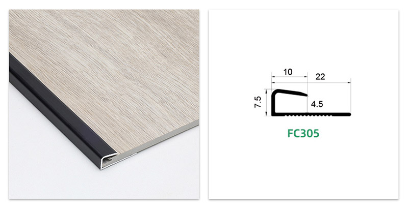 Faixa de transi&ccedil;&atilde;o de piso com tampa quadrada de alum&iacute;nio