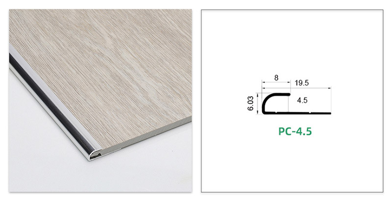 Acabamento de borda de piso de metal em forma de C