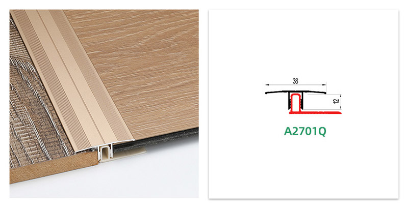 Perfil de transi&ccedil;&atilde;o de piso de alum&iacute;nio aparafusado