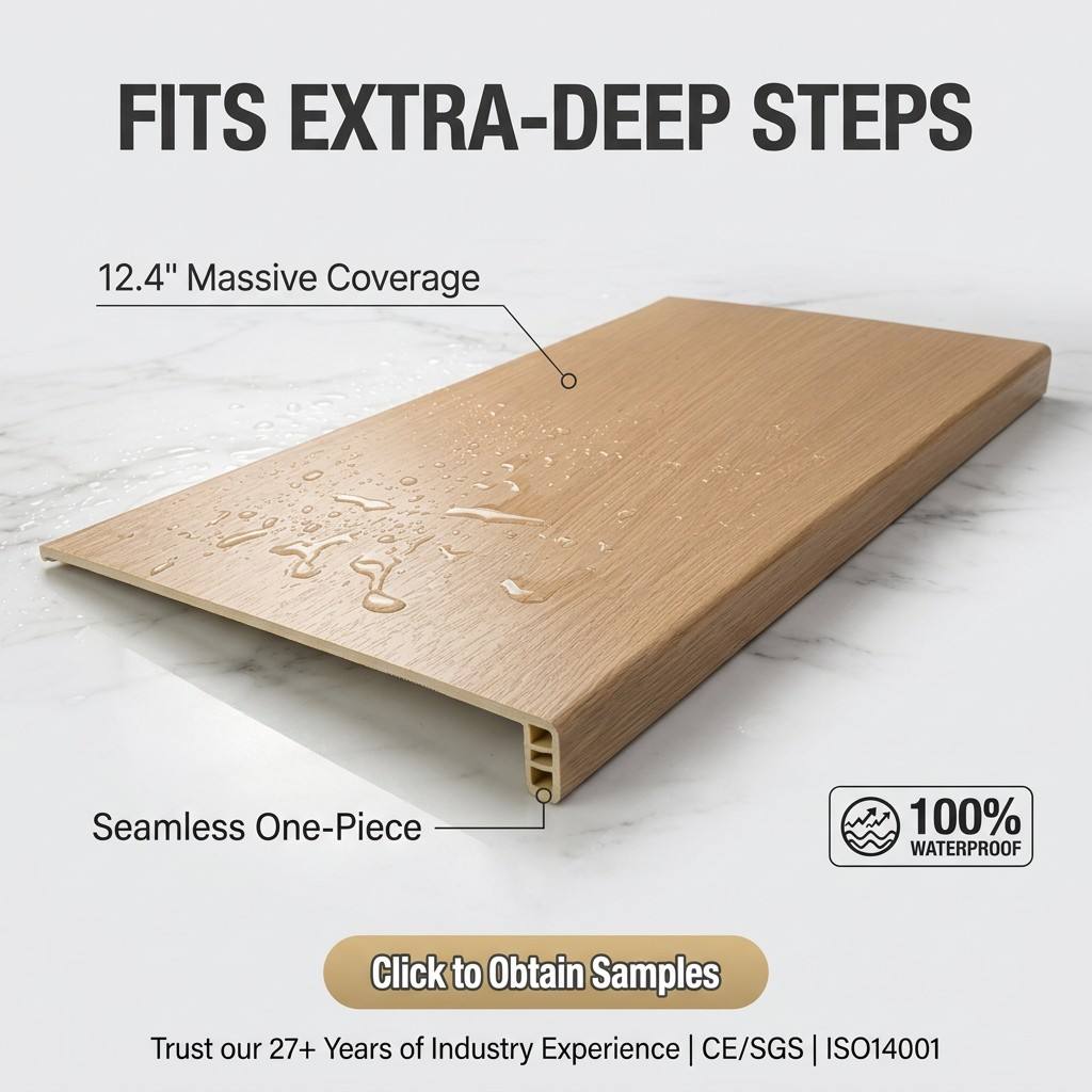 Passo de escada completo SPC à prova d'água 12 'x 47' degrau de peça única sem costura para remodelação de casa