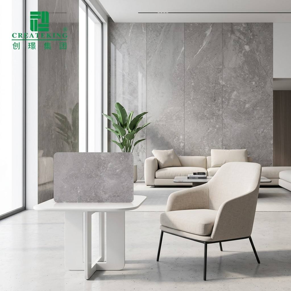 Folha de mármore de PVC interno Painel de parede à prova de fogo de alto brilho para decoração moderna de sala de estar
