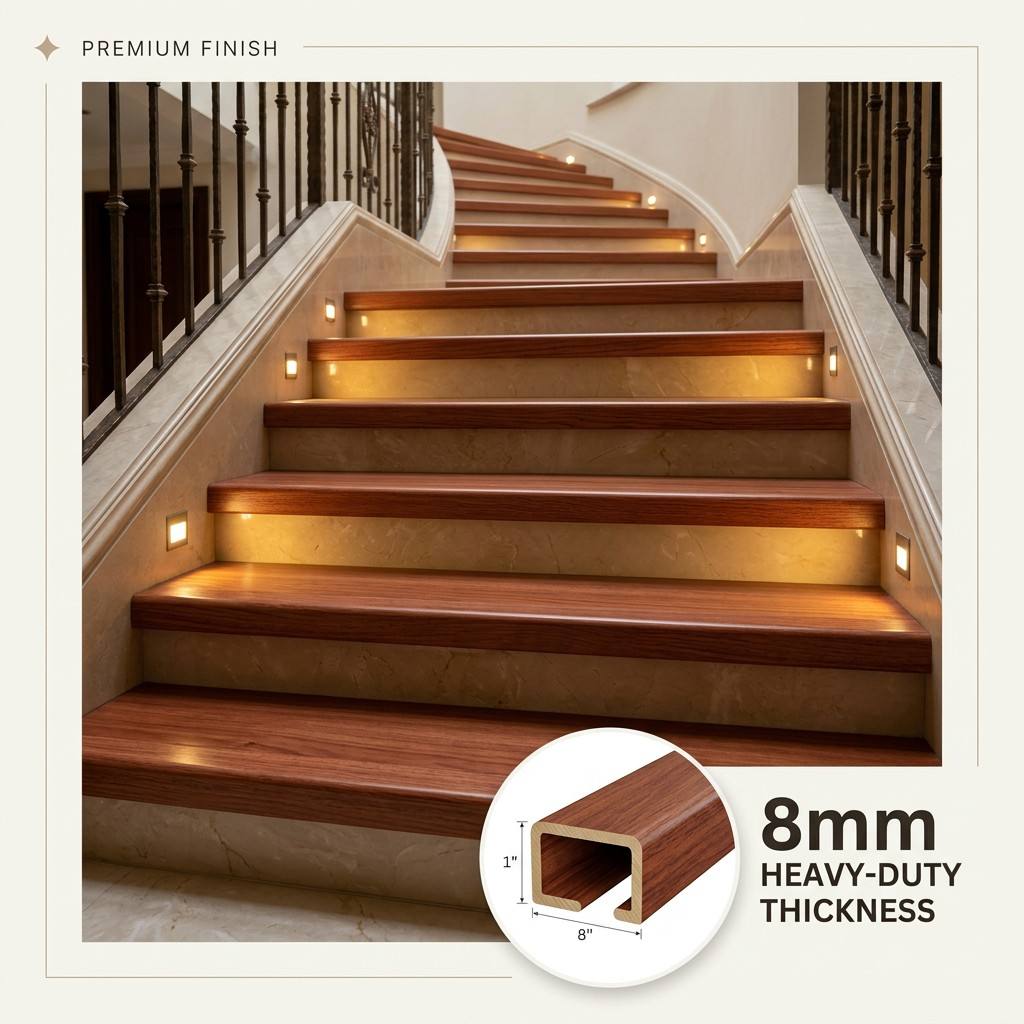 Escada completa SPC resistente de 8 mm com nariz para remodela&ccedil;&atilde;o de casas luxuosas nos EUA